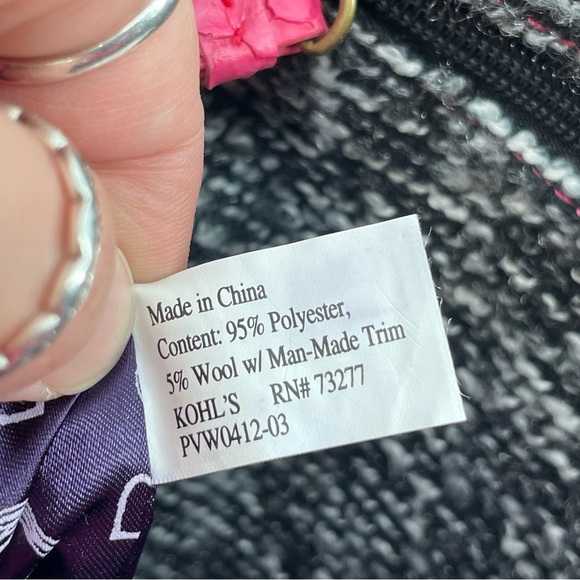 Princess Vera Wang Tote Bag Gray Pink Tweed Faux Leather - Picture 5 of 5